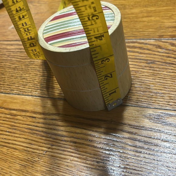 Vintage Trinket box by Gloria Vanderbilt Home.  Geranium Stripe pattern. - Picture 3 of 6